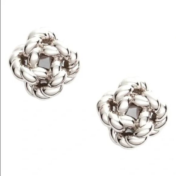NWOT Tory Burch Silver Logo knot Stud Earrings - Picture 2 of 8